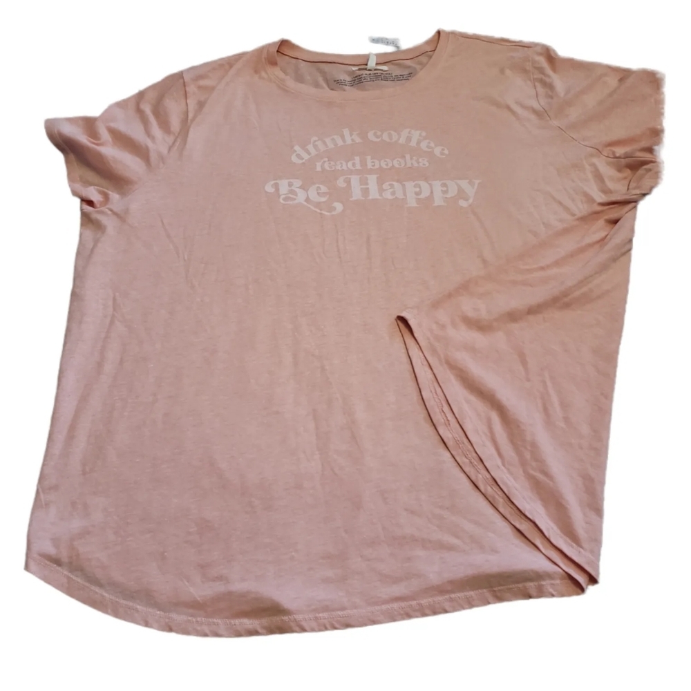 MAURICES.. DRINK COFFEE READ BOOKS BE HAPPY SHIRT. DUSTY PINK NWT 🏷
